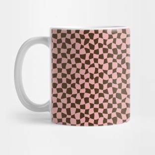 Warped Checkerboard, Pink and Brown Mug